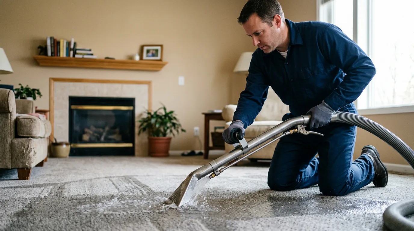Water damage restoration technician working near Afton, TN